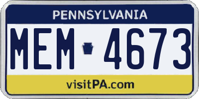 PA license plate MEM4673