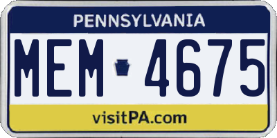 PA license plate MEM4675