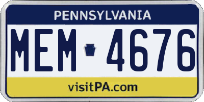 PA license plate MEM4676