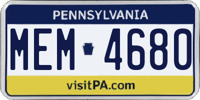 PA license plate MEM4680