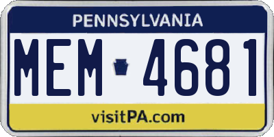 PA license plate MEM4681