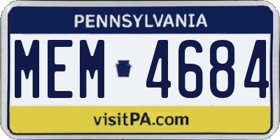 PA license plate MEM4684