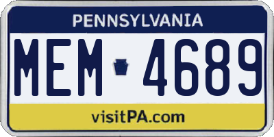 PA license plate MEM4689