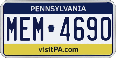 PA license plate MEM4690