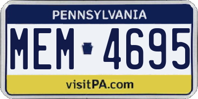 PA license plate MEM4695