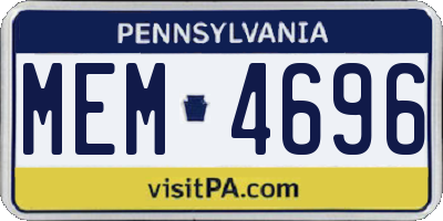 PA license plate MEM4696