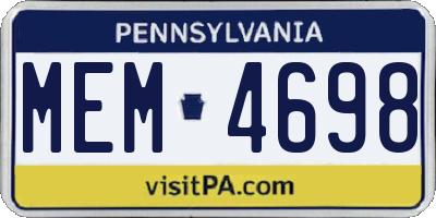 PA license plate MEM4698