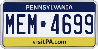 PA license plate MEM4699