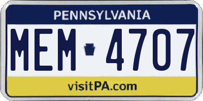 PA license plate MEM4707