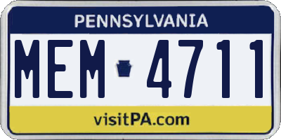 PA license plate MEM4711