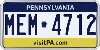 PA license plate MEM4712