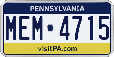 PA license plate MEM4715