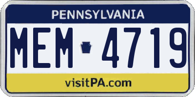 PA license plate MEM4719
