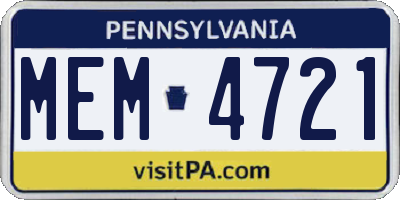 PA license plate MEM4721