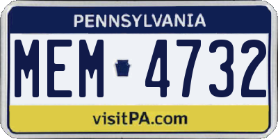 PA license plate MEM4732