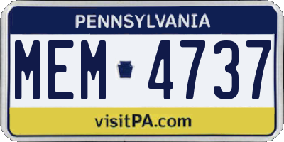 PA license plate MEM4737