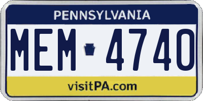 PA license plate MEM4740