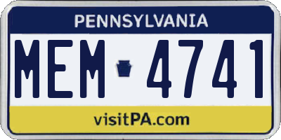 PA license plate MEM4741