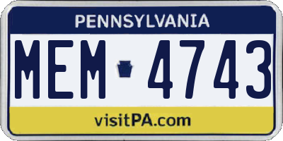 PA license plate MEM4743