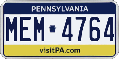 PA license plate MEM4764