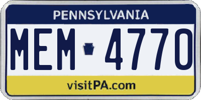 PA license plate MEM4770