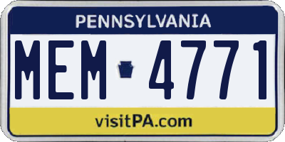 PA license plate MEM4771