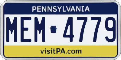 PA license plate MEM4779
