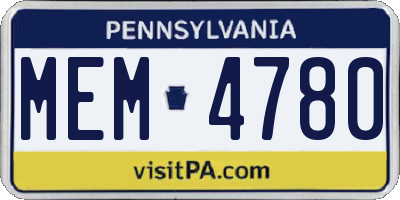 PA license plate MEM4780