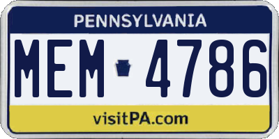 PA license plate MEM4786