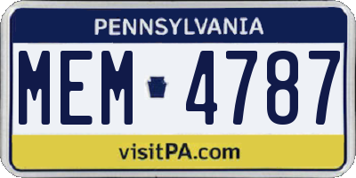 PA license plate MEM4787