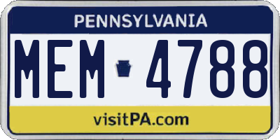 PA license plate MEM4788