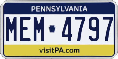 PA license plate MEM4797