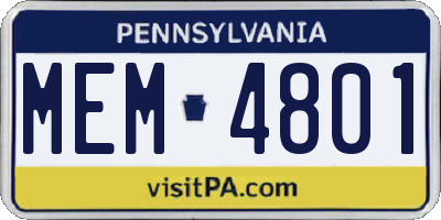 PA license plate MEM4801