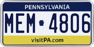 PA license plate MEM4806