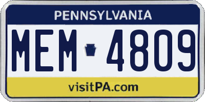 PA license plate MEM4809