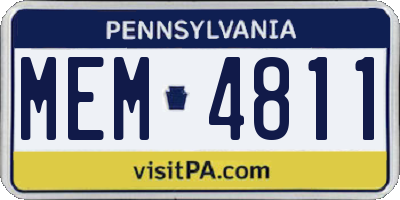 PA license plate MEM4811