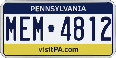PA license plate MEM4812