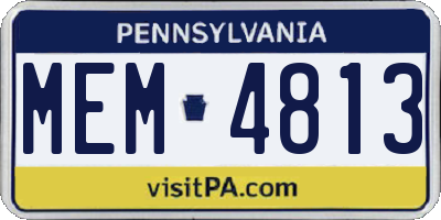 PA license plate MEM4813