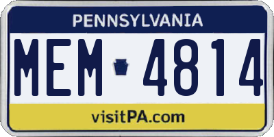 PA license plate MEM4814