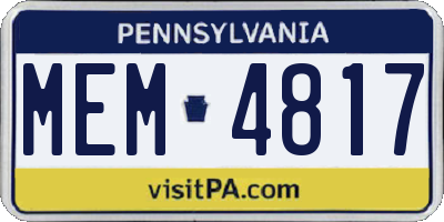PA license plate MEM4817