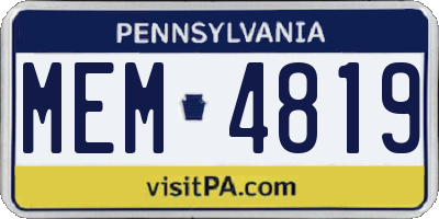 PA license plate MEM4819