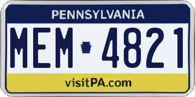 PA license plate MEM4821