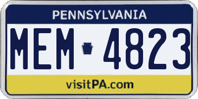 PA license plate MEM4823