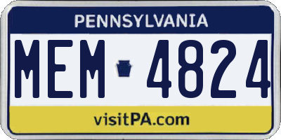 PA license plate MEM4824