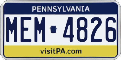 PA license plate MEM4826