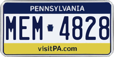 PA license plate MEM4828