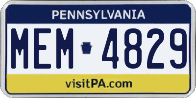 PA license plate MEM4829