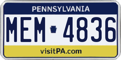 PA license plate MEM4836