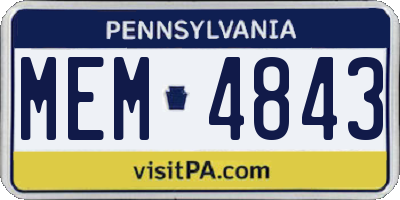 PA license plate MEM4843