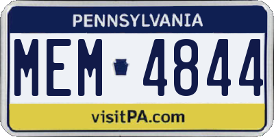 PA license plate MEM4844